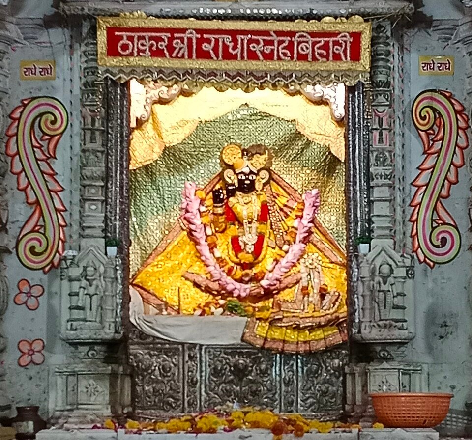 Banke Bihari deity at the temple in Vrindavan