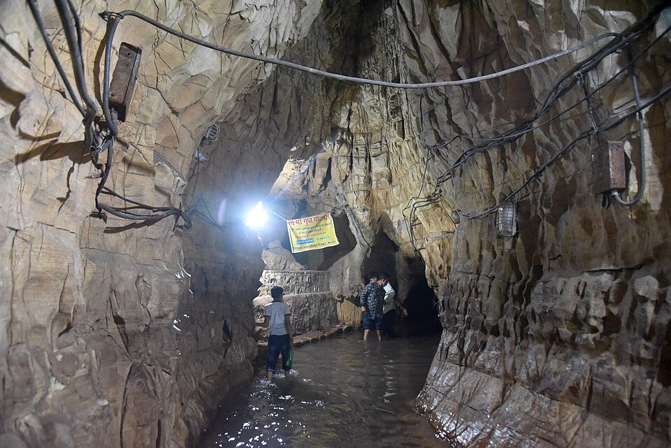 Interior of the narrow second cave at Gupt Godavari, Chitrakoot